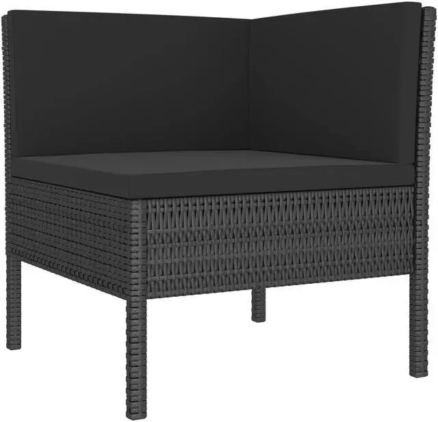 Alt view image 3 of 7 - vidaXL Patio Furniture Set 9 Piece Sofa Couch with Cushions Poly Rattan Black