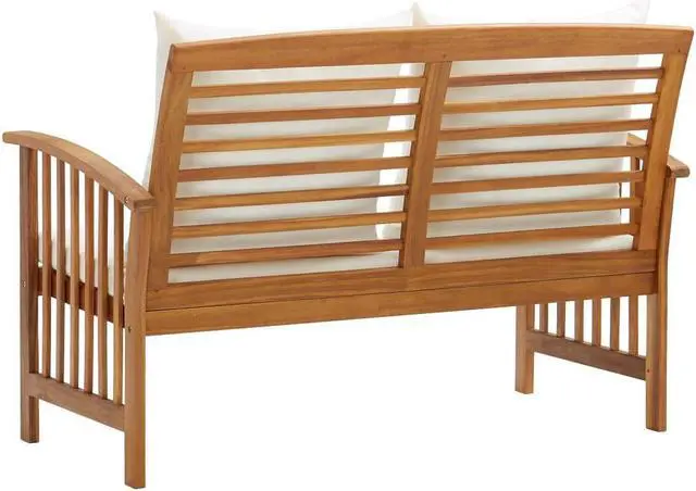Alt view image 4 of 10 - vidaXL Outdoor Patio Bench 2-Seater Bench with Armrests Solid Wood Acacia