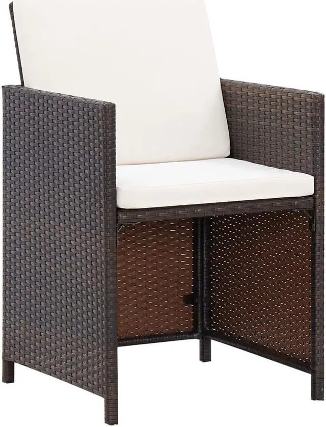 Alt view image 2 of 13 - vidaXL Patio Chairs 2 Pcs Patio Dining Chair with Cushions Poly Rattan Brown