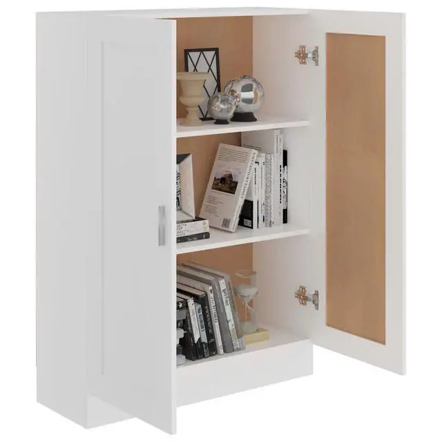 Alt view image 10 of 10 - vidaXL Book Cabinet White 32.5"x12"x45.3" Chipboard