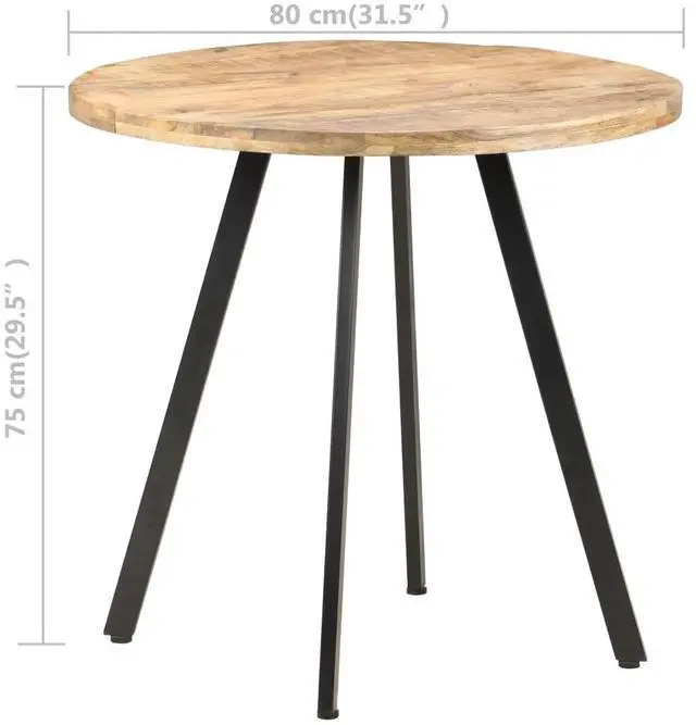 Alt view image 8 of 11 - vidaXL Dining Table 31.5" Rough Mango Wood
