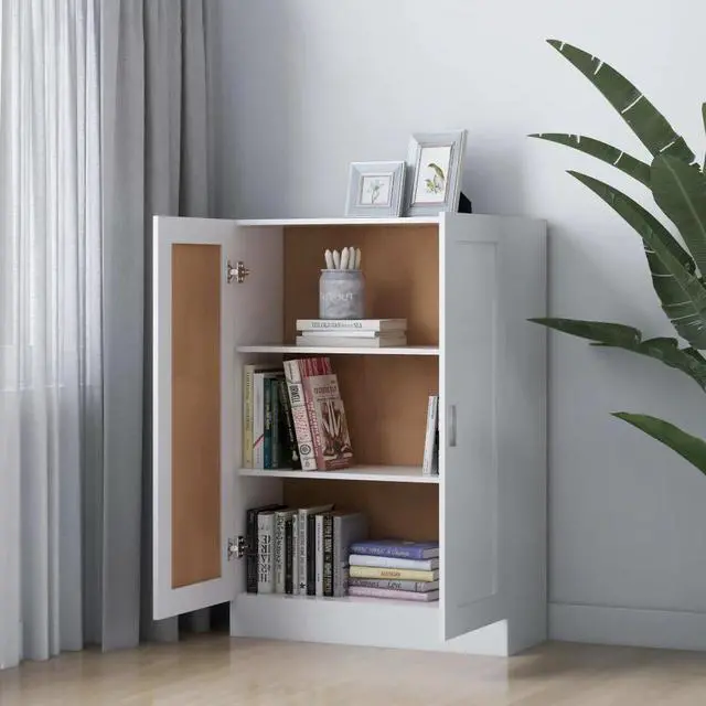 Alt view image 6 of 10 - vidaXL Book Cabinet White 32.5"x12"x45.3" Chipboard