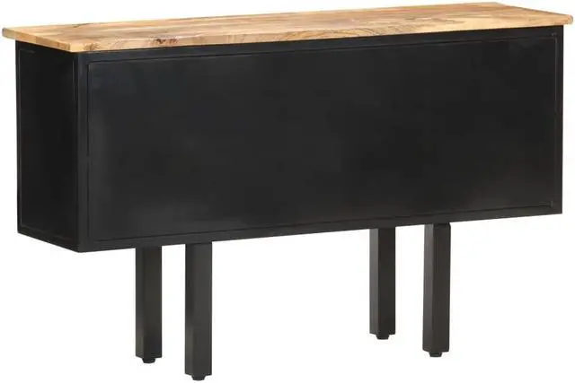 Alt view image 5 of 14 - vidaXL Sideboard 43.3"x11.8"x25.6" Solid Rough Mango Wood and Steel