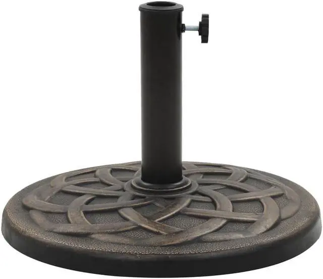Alt view image 6 of 14 - vidaXL Parasol Base Round Polyresin 24.3 lbs Bronze