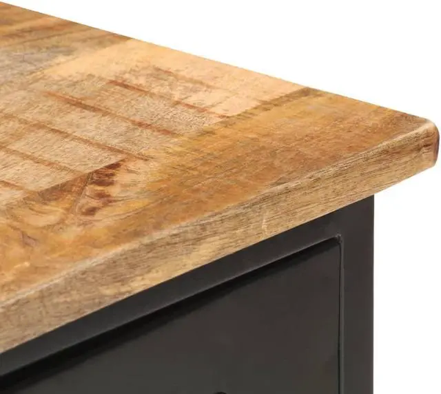 Alt view image 6 of 14 - vidaXL Sideboard 43.3"x11.8"x25.6" Solid Rough Mango Wood and Steel