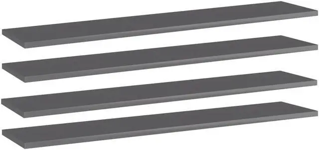 Main image of vidaXL Bookshelf Boards Wall Shelving Unit 4 Pcs High Gloss Gray Engineered Wood