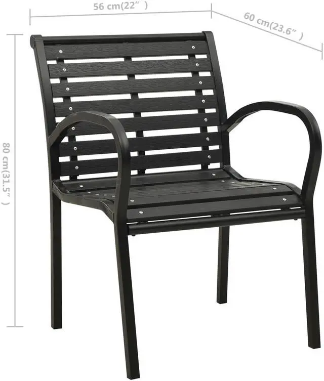 Alt view image 7 of 13 - vidaXL Patio Chairs 2 Pcs Dining Chair with Metal Frame Steel and WPC Black