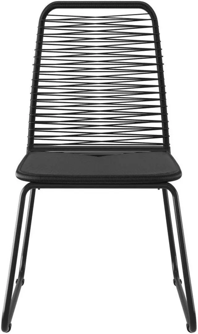 Alt view image 7 of 7 - vidaXL Patio Dining Set 3 Piece Outdoor Table and Chairs PVC Rattan Black