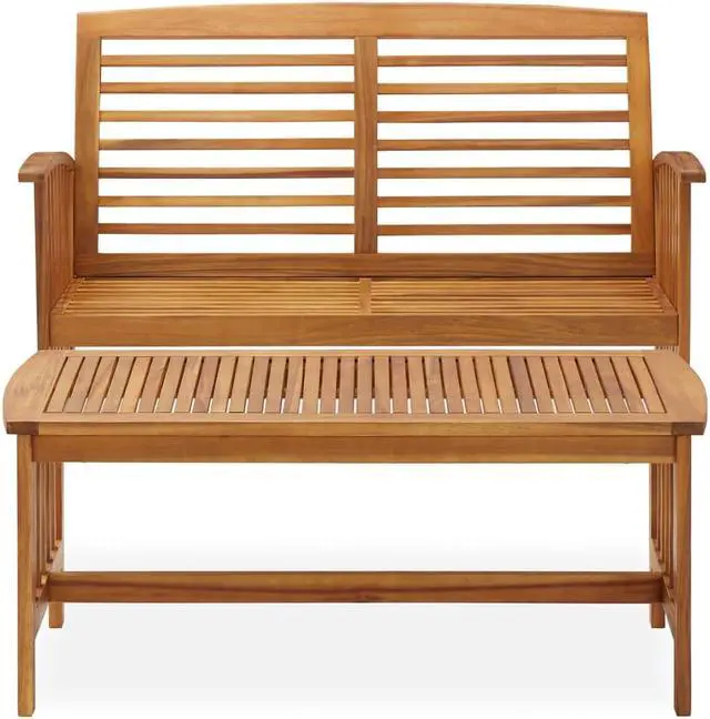 Alt view image 3 of 10 - vidaXL Patio Furniture Set 2 Piece Bench Seat with Table Solid Acacia Wood