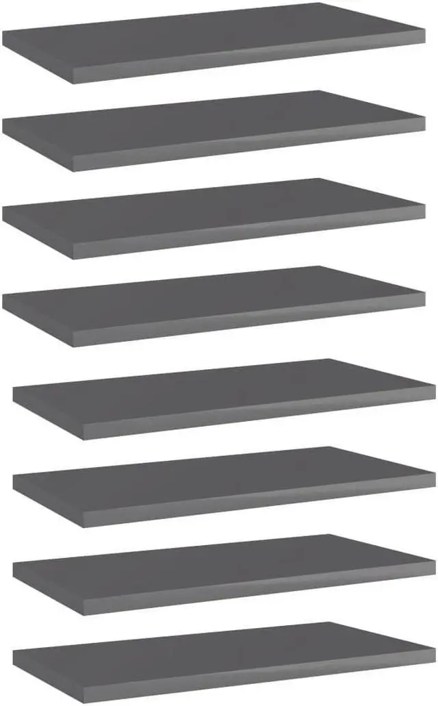 Main image of vidaXL Bookshelf Boards Floating Shelf 8 Pcs High Gloss Gray Engineered Wood