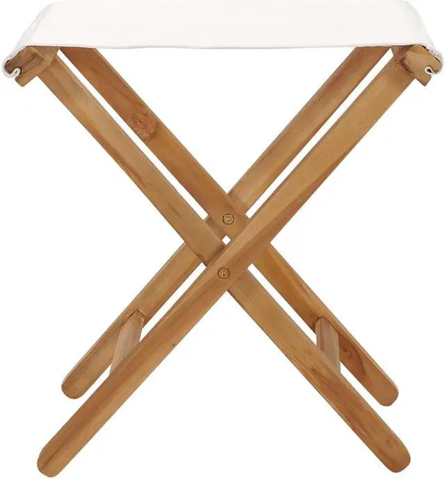 Alt view image 6 of 18 - vidaXL Folding Chairs 2 pcs Solid Teak Wood and Fabric Cream White