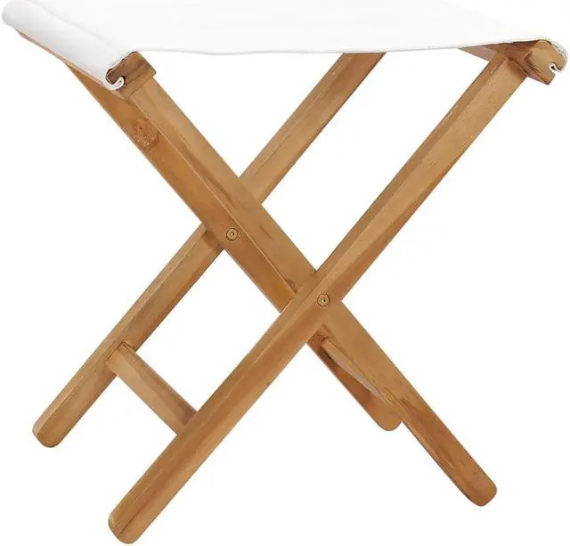 Alt view image 5 of 18 - vidaXL Folding Chairs 2 pcs Solid Teak Wood and Fabric Cream White