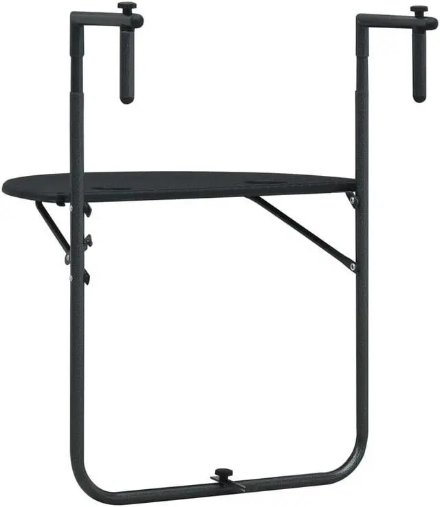 Alt view image 3 of 11 - vidaXL Balcony Table Folding Outdoor Table Patio Railing Table Plastic Black
