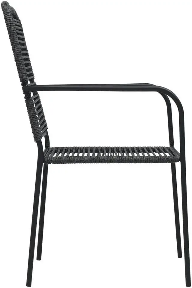 Alt view image 4 of 12 - vidaXL Patio Chairs 2 Pcs Outdoor Dining Chair Cotton Rope and Steel Black