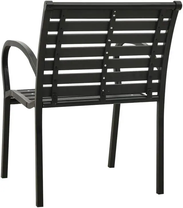 Alt view image 5 of 13 - vidaXL Patio Chairs 2 Pcs Dining Chair with Metal Frame Steel and WPC Black