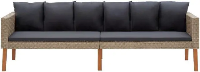 Alt view image 10 of 14 - vidaXL 3 Seater Sofa Patio Wicker Outdoor Couch with Cushions PE Rattan Beige