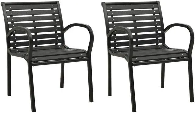 Main image of vidaXL Patio Chairs 2 Pcs Dining Chair with Metal Frame Steel and WPC Black