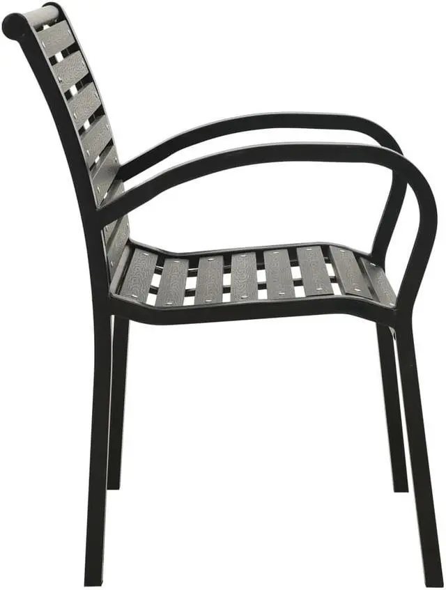 Alt view image 4 of 13 - vidaXL Patio Chairs 2 Pcs Dining Chair with Metal Frame Steel and WPC Black