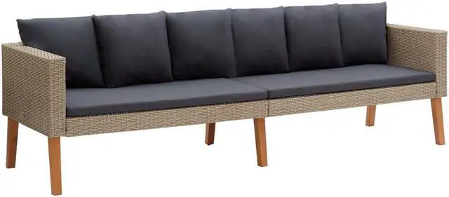 Alt view image 9 of 9 - vidaXL 2 Piece Garden Lounge Set with Cushions Poly Rattan Beige