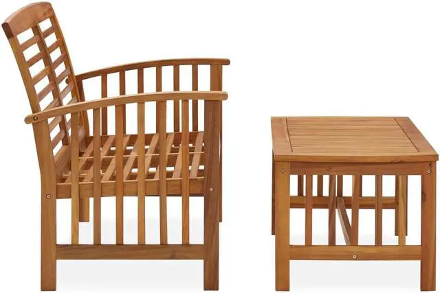 Alt view image 2 of 10 - vidaXL Patio Furniture Set 2 Piece Bench Seat with Table Solid Acacia Wood