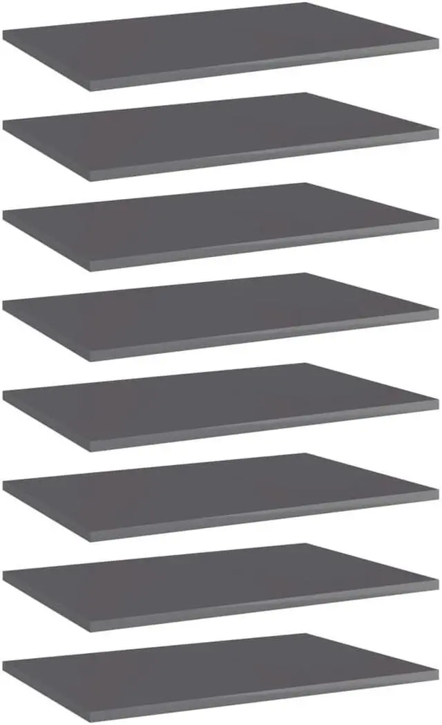Main image of vidaXL Bookshelf Boards Floating Shelf 8 Pcs High Gloss Gray Engineered Wood