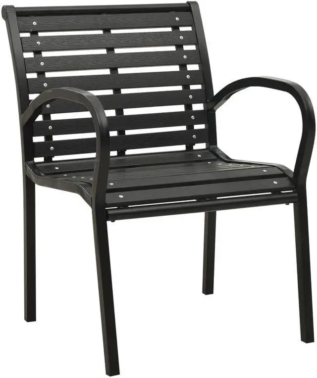 Alt view image 2 of 13 - vidaXL Patio Chairs 2 Pcs Dining Chair with Metal Frame Steel and WPC Black