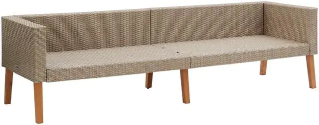 Alt view image 13 of 14 - vidaXL 3 Seater Sofa Patio Wicker Outdoor Couch with Cushions PE Rattan Beige