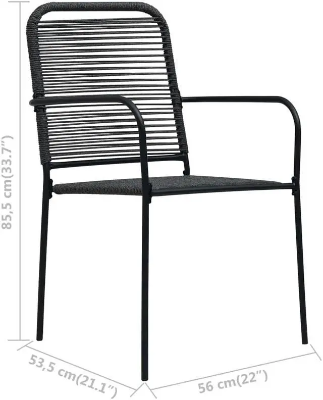 Alt view image 7 of 10 - vidaXL Patio Chairs 4 Pcs Outdoor Patio Chair Cotton Rope and Steel Black