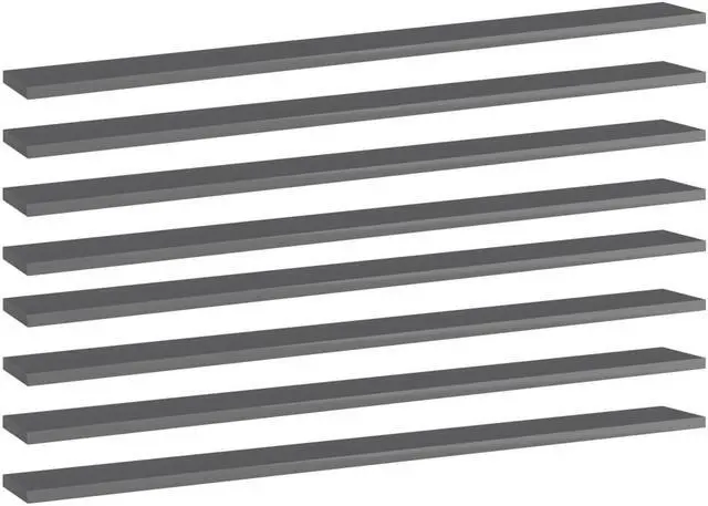 Main image of vidaXL Bookshelf Boards Wall Shelving Unit 8 Pcs High Gloss Gray Engineered Wood