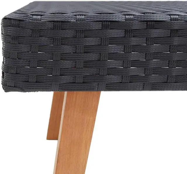 Alt view image 4 of 10 - vidaXL Patio Coffee Table Side Table Solid Eucalyptus Wood PE Rattan Black
