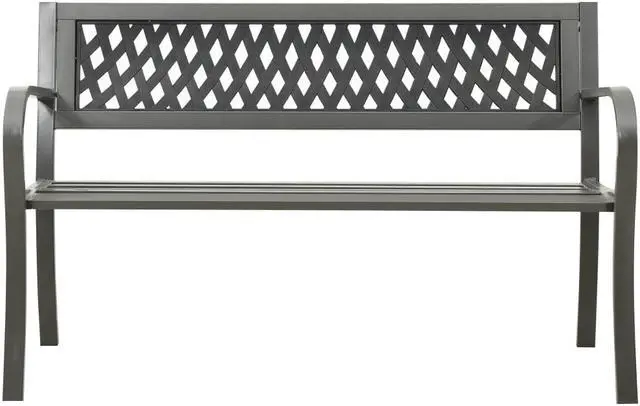 Alt view image 4 of 10 - vidaXL Garden Bench 49.2" Steel Gray