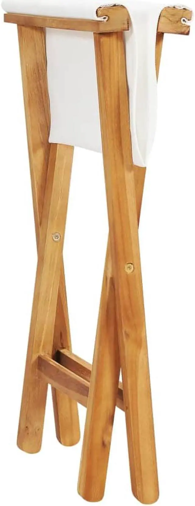 Alt view image 8 of 18 - vidaXL Folding Chairs 2 pcs Solid Teak Wood and Fabric Cream White