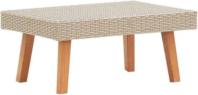 Alt view image 5 of 9 - vidaXL 2 Piece Garden Lounge Set with Cushions Poly Rattan Beige