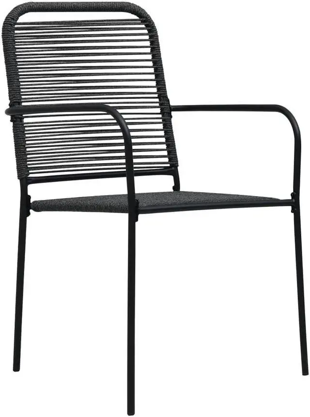 Alt view image 2 of 12 - vidaXL Patio Chairs 2 Pcs Outdoor Dining Chair Cotton Rope and Steel Black