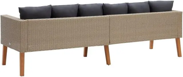 Alt view image 12 of 14 - vidaXL 3 Seater Sofa Patio Wicker Outdoor Couch with Cushions PE Rattan Beige