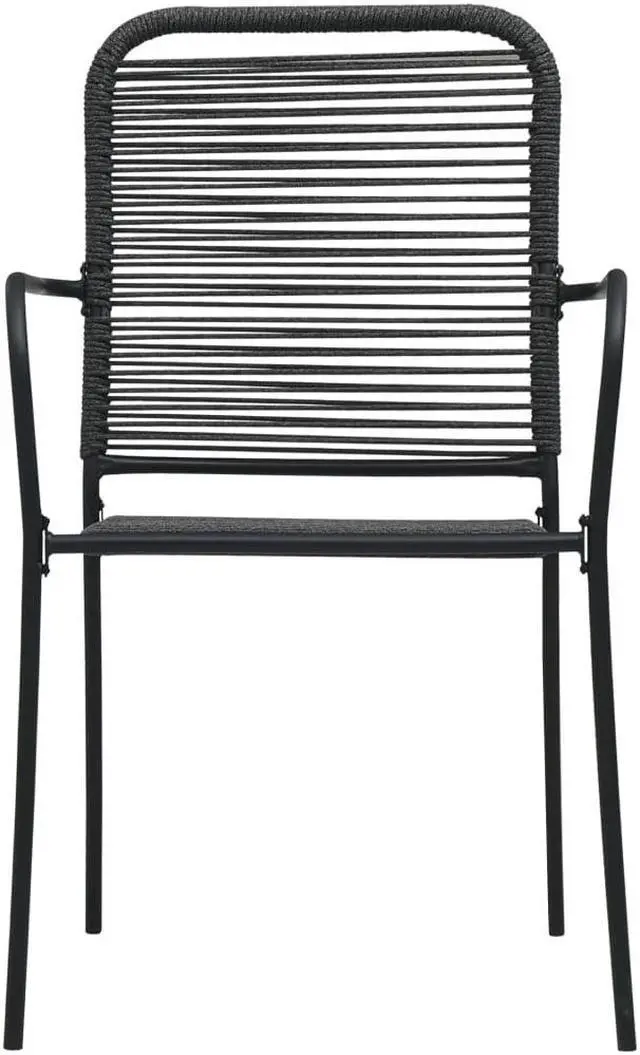 Alt view image 3 of 12 - vidaXL Patio Chairs 2 Pcs Outdoor Dining Chair Cotton Rope and Steel Black