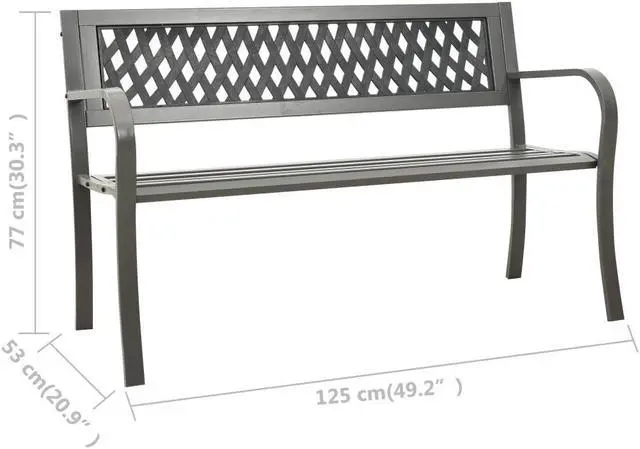 Alt view image 8 of 10 - vidaXL Garden Bench 49.2" Steel Gray
