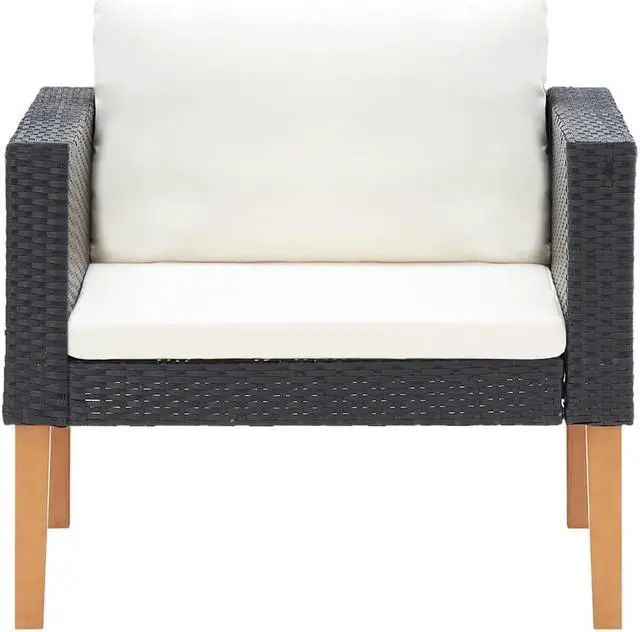 Alt view image 4 of 7 - vidaXL Patio Furniture Set 4 Piece Sofa Couch with Cushions Poly Rattan Black