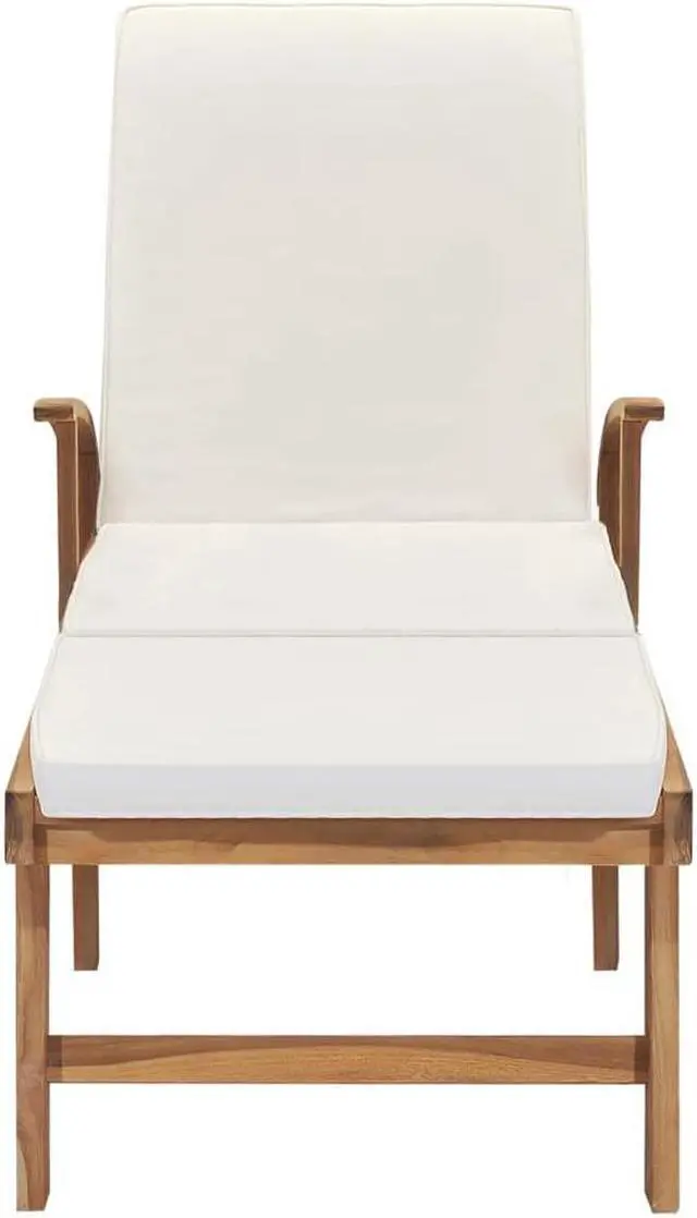 Alt view image 18 of 19 - vidaXL Patio Lounge Chair Sunlounger Deckchair with Cushion Solid Teak Wood