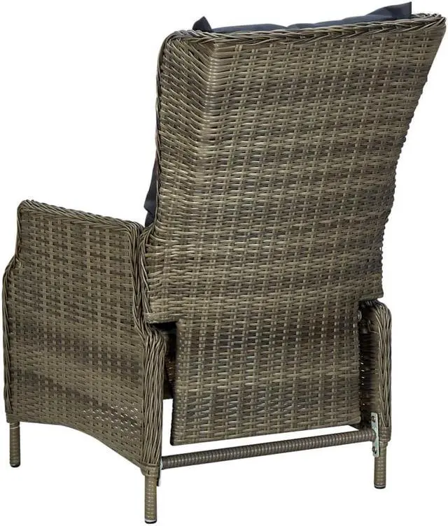 Alt view image 7 of 7 - vidaXL Patio Dining Set 9 Piece Table Chair with Cushions Poly Rattan Brown