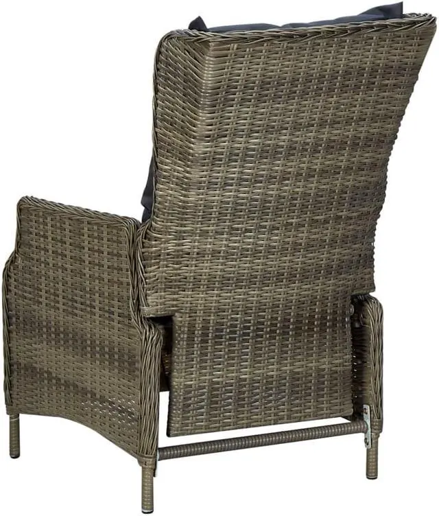 Alt view image 6 of 7 - vidaXL Patio Dining Set 7 Piece Table Chair with Cushions Poly Rattan Brown