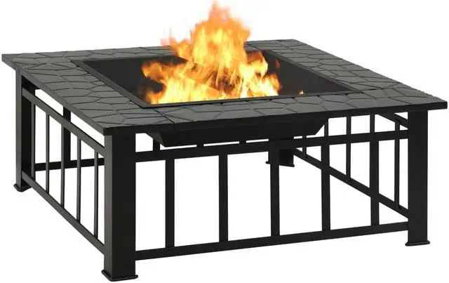 Alt view image 4 of 13 - vidaXL Fire Pit Outdoor Fireplace for Camping Firebowl with Poker XXL Steel