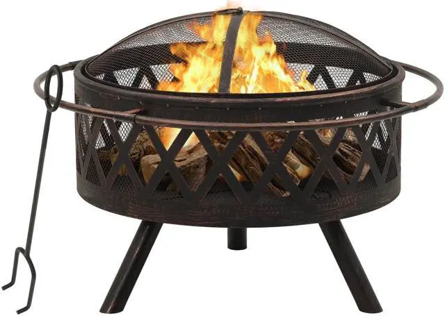 Main image of vidaXL Fire Pit Outdoor Fireplace for Camping Firebowl with Poker XXL Steel