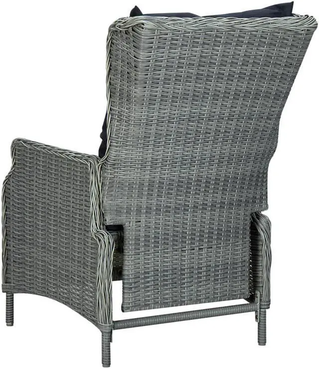 Alt view image 7 of 7 - vidaXL Patio Dining Set 7 Piece Chair with Cushions Poly Rattan Light Gray