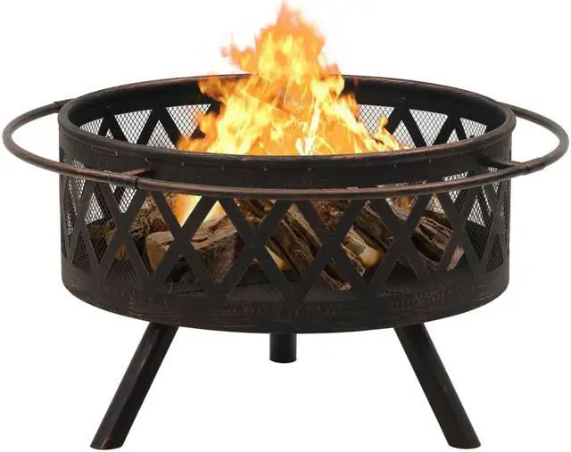 Alt view image 4 of 11 - vidaXL Fire Pit Outdoor Fireplace for Camping Firebowl with Poker XXL Steel