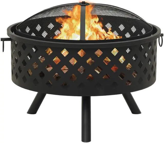 Alt view image 3 of 13 - vidaXL Fire Pit Outdoor Fireplace for Camping Firebowl with Poker XXL Steel
