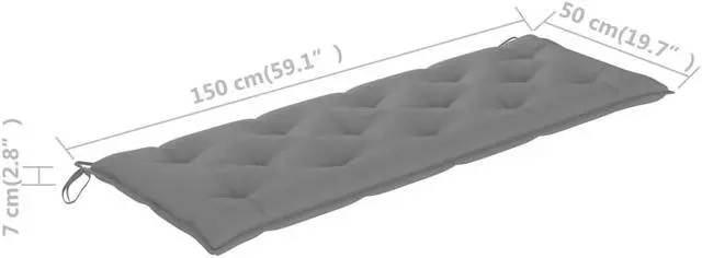 Alt view image 5 of 10 - vidaXL Bench Cushion Outdoor Water Repellent Seat Cushion Gray Oxford Fabric