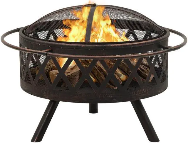 Alt view image 3 of 11 - vidaXL Fire Pit Outdoor Fireplace for Camping Firebowl with Poker XXL Steel