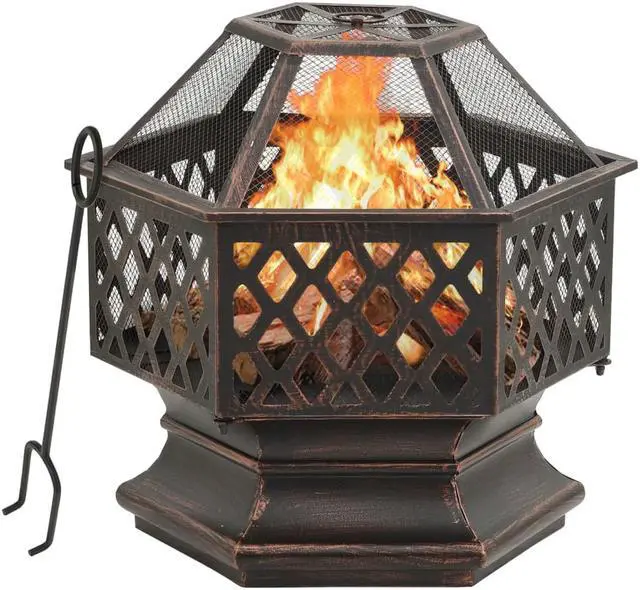 Main image of vidaXL Fire Pit Outdoor Fireplace for Camping Firebowl with Poker XXL Steel