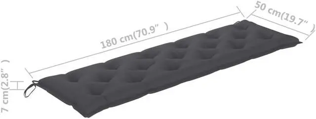 Alt view image 5 of 15 - vidaXL Bench Cushion Water Repellent Seat Cushion Anthracite Oxford Fabric